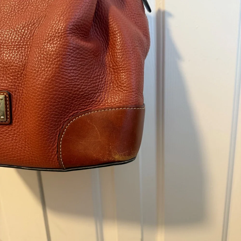 RARE Dooney Bourke Satchel Handbag Pebble Grain Leather Brenna Saddle Purse Bag